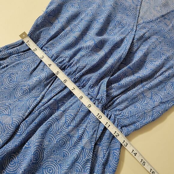 H&M Blue Geometric Print Bell Sleeve V-Neck Romper - Picture 6 of 15